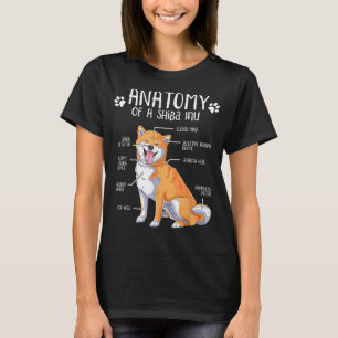 Camiseta Engraçado Anatomia Shiba Inu Cão Lover