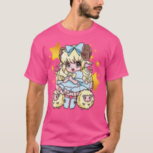 Camiseta Engraçado Anime Kawaii Chibi Ovelino Beijo