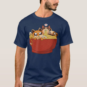 Camiseta Engraçado Anime Ramen Gata Kawaii Neko Noodle Japo