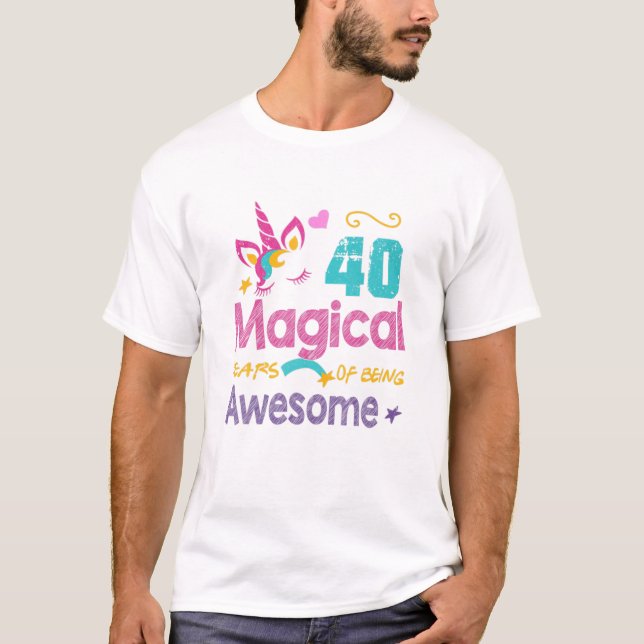 Camiseta Engraçado aniversário de 40 anos Incrível 40 Anos  (Frente)
