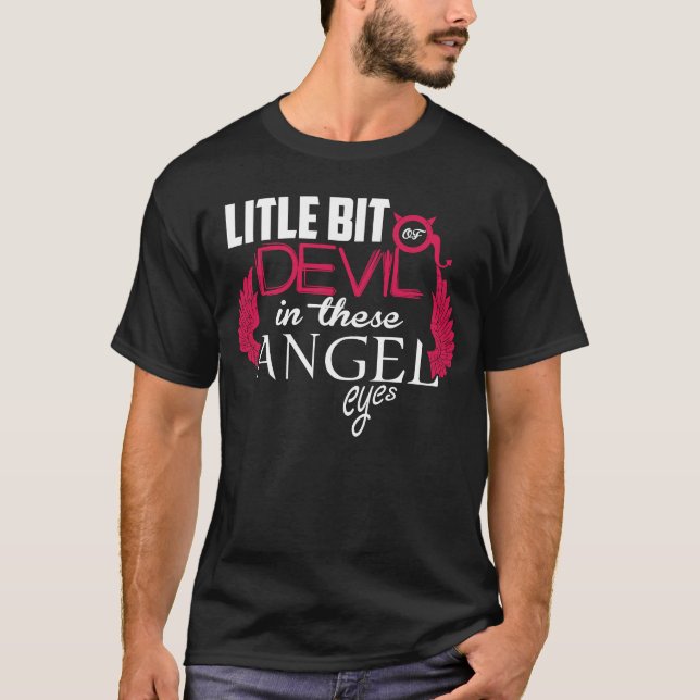 Camiseta Engraçado Anjo Um Pouco De Olhos Diabos (Frente)