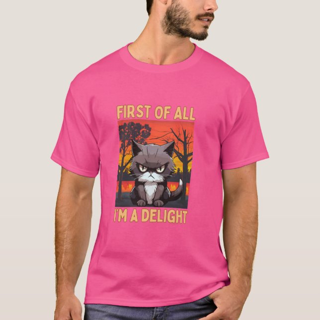 Camiseta Engraçado, antes de mais nada, sou um gato sarcást (Frente)
