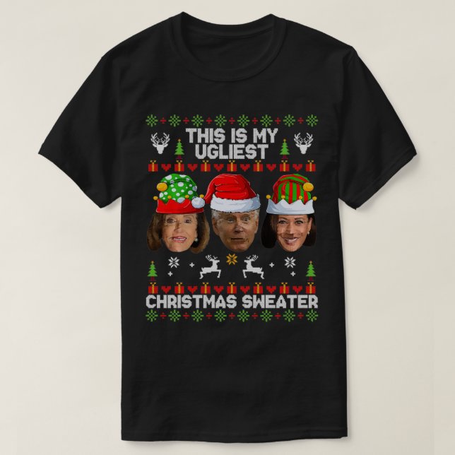 Camiseta Engraçado Anti Joe Biden Este É O Meu Natal Ugl De (Frente do Design)