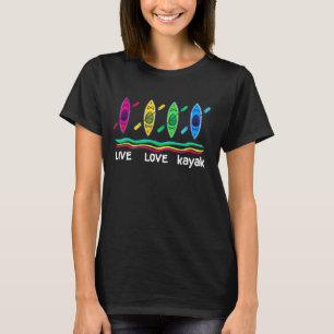 Camiseta Engraçado Ao Vivo Adora Kayak Art Para Homens Mulh