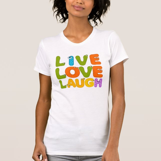 Camiseta Engraçado Ao Vivo Com Amor Ria Cartas De Cartoon G (Frente)