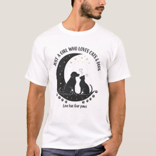 Camiseta engraçado Apenas uma garota que ama gatos e cães m