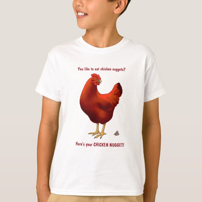 Camiseta Engraçado, aqui está o seu frango vermelho (Frente)
