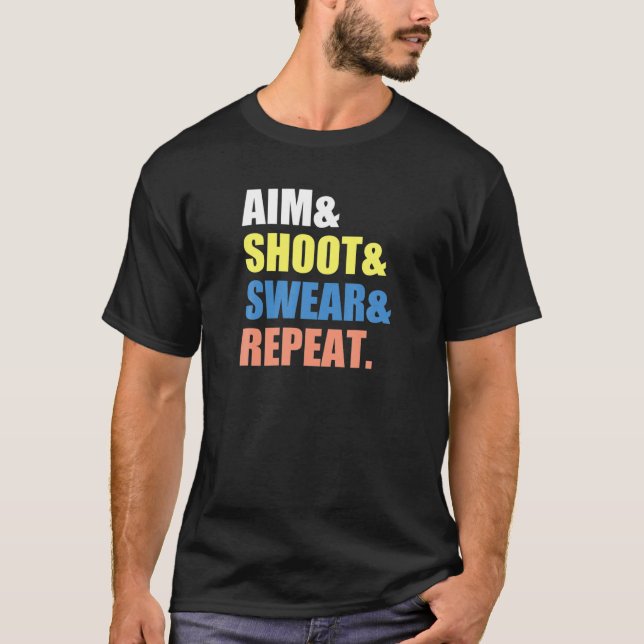 Camiseta Engraçado Archery Darts Billard Aim Shoot Swear Re (Frente)
