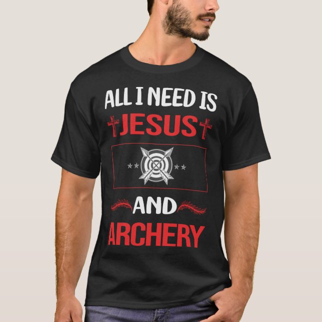 Camiseta Engraçado Arco de Setas Arqueiro de Jesus Archery (Frente)