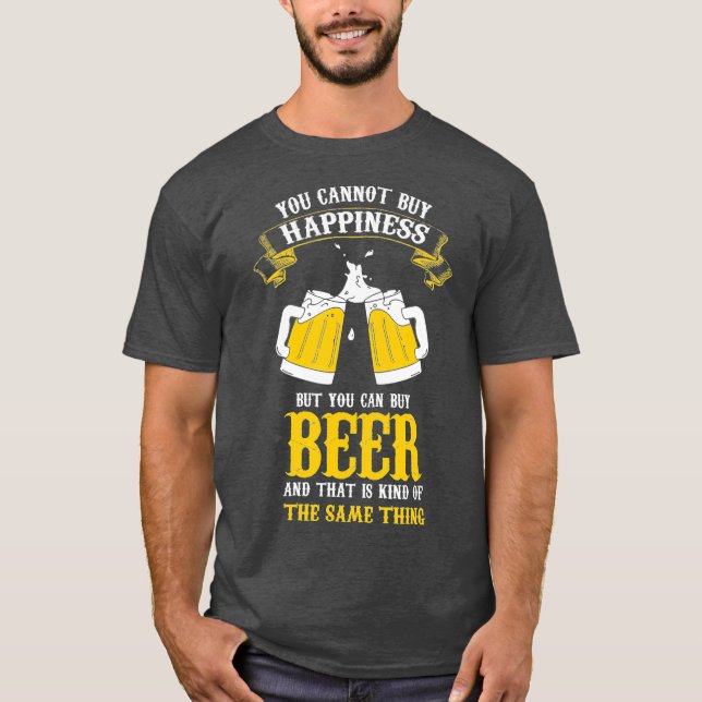 Camiseta Engraçado Artesanato felicidade da cerveja, copos (Frente)