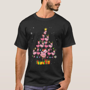 Camiseta Engraçado Árvore de Natal Flamingo Hat Papais no