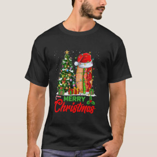Camiseta Engraçado Árvore de Natal Hotdog Luzes Barbeque