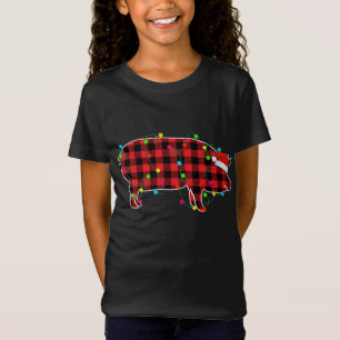 Camiseta Engraçado Árvore de Natal Red Xadrez Xmas Animais 