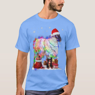 Camiseta Engraçado Árvore de Ovelhas Luzes de Natal Xmas Pa