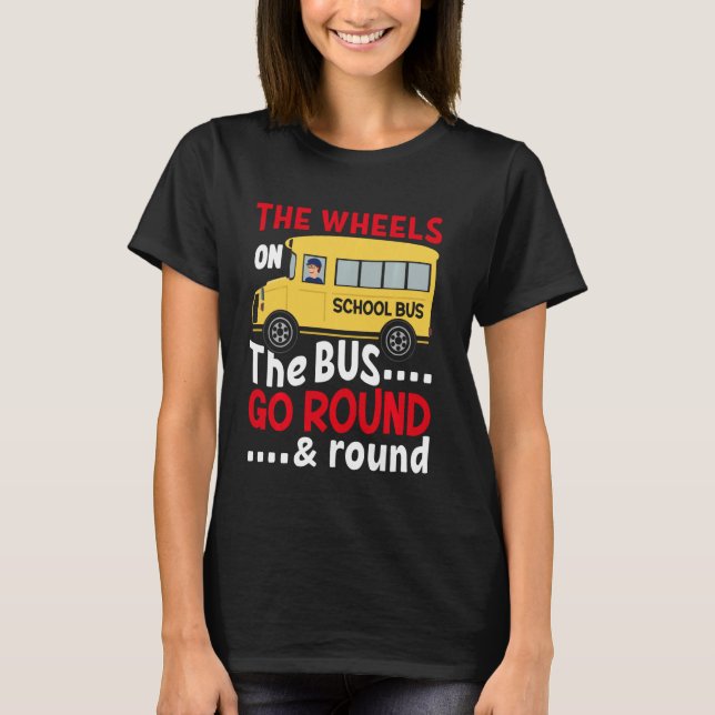 Camiseta Engraçado As RODAS No Ônibus Crianças (Frente)
