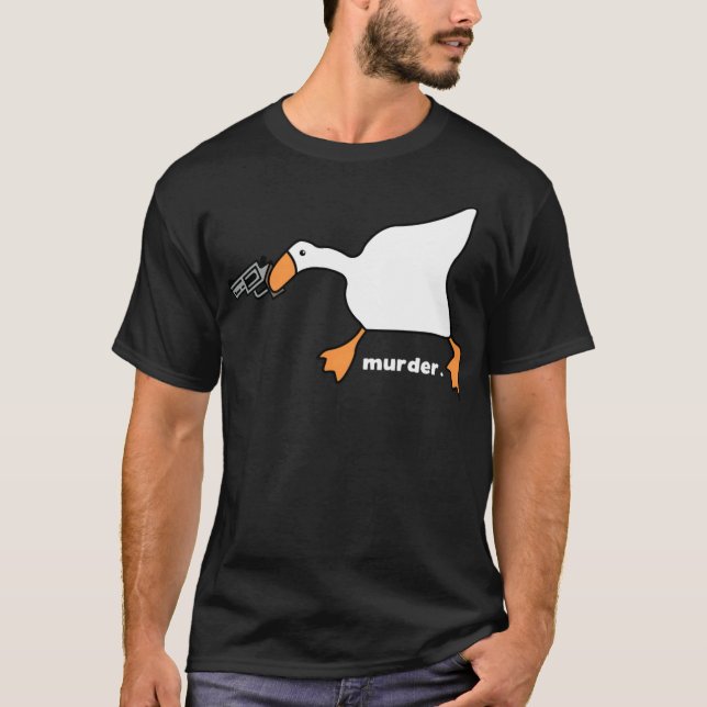 Camiseta Engraçado Assassinato de Ganso, decoração de ossos (Frente)