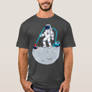 Camiseta Engraçado Astronauta Limpador de Vácuo da Lua Espa
