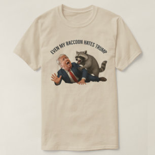 Camiseta Engraçado Até Meu Mapache Ama Trump 2025 Anti-Trum