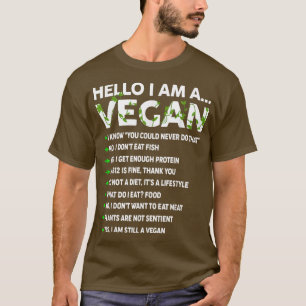 Camiseta Engraçado Ativismo Vegan Vegetarian Olá, sou Vegan