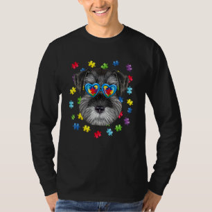 Camiseta Engraçado Autismo Schnauzer Cachorro Quebra-cabeça