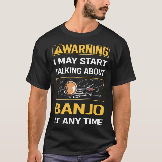 Camiseta Engraçado Aviso Banjo (Frente)