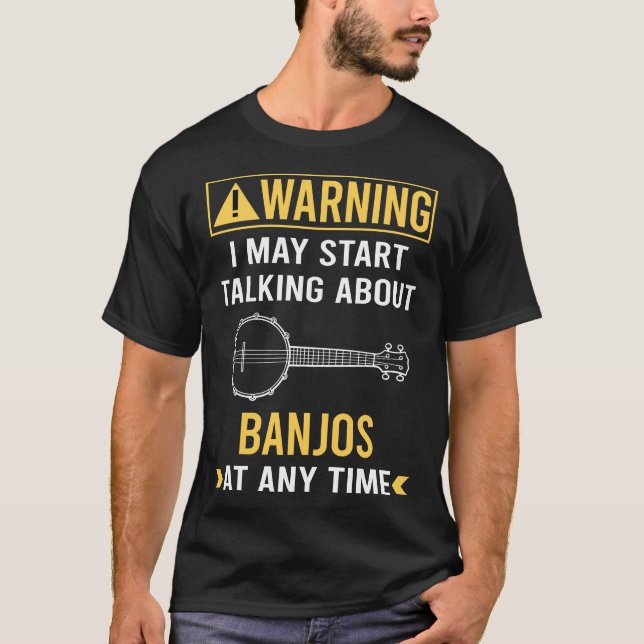 Camiseta Engraçado Aviso Banjo (Frente)