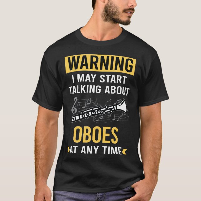 Camiseta Engraçado Aviso Oboe (Frente)