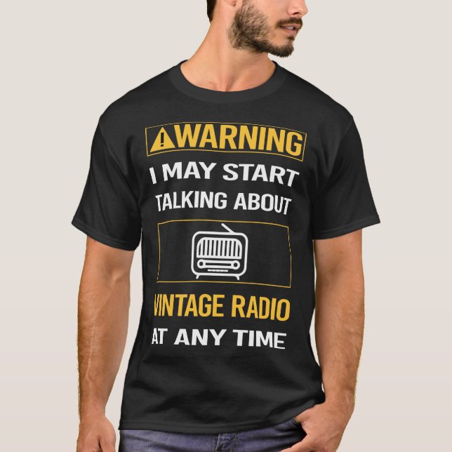 Camiseta Engraçado Aviso Rádio Vintage (Frente)