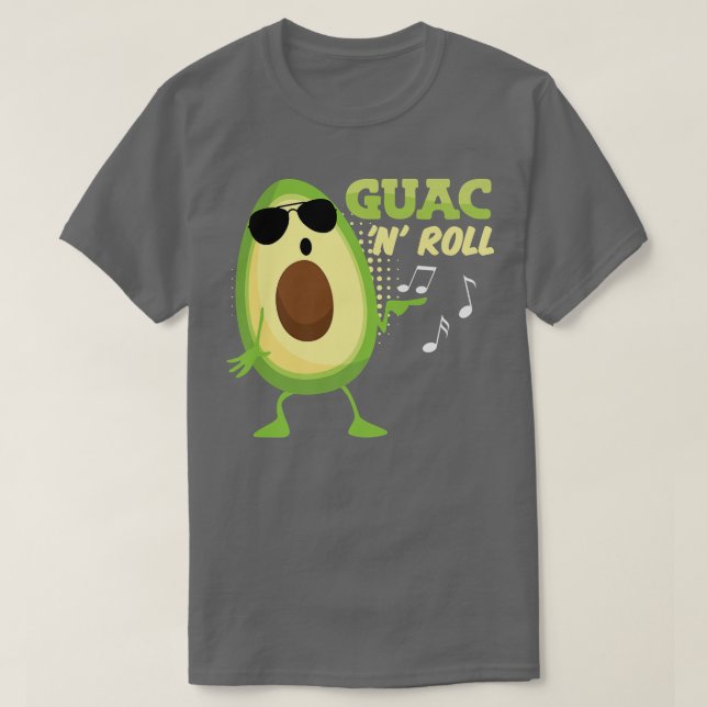 Camiseta Engraçado Avocado Guac n Roll Guacamole Meican Roc (Frente do Design)