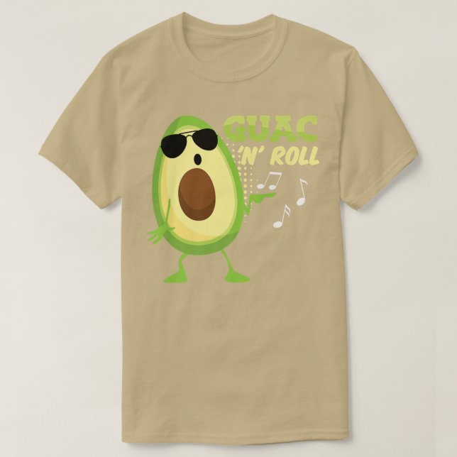 Camiseta Engraçado Avocado Guac n Roll Guacamole Rocker mex (Frente do Design)