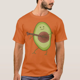 Camiseta Engraçado Avocado Joga Violão Vegetal