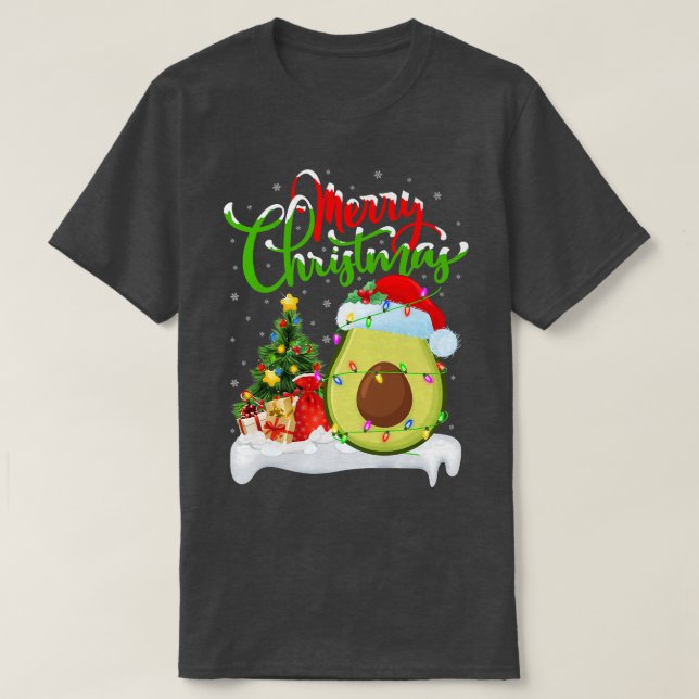 Camiseta Engraçado Avocado Lover Xmas Papais noeis de ilumi (Frente do Design)