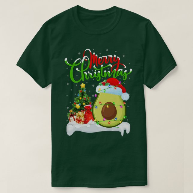 Camiseta Engraçado Avocado Lover Xmas Papais noeis de ilumi (Frente do Design)