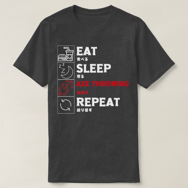 Camiseta Engraçado Ax Jogando Coma Dormir Repetir com Japon (Frente do Design)