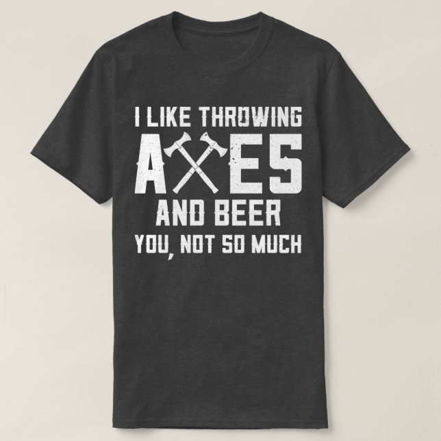 Camiseta Engraçado Ax Jogando E Bebendo De Cerveja Eu Gosto (Frente do Design)