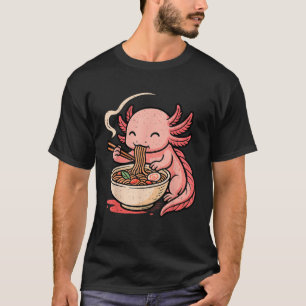 Camiseta Engraçado Axolotl Noodle Anime Kawaii Animal Comen