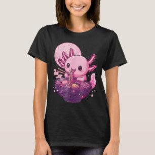 Camiseta Engraçado Axolotl Noodle Anime Kawaii Axolotl come