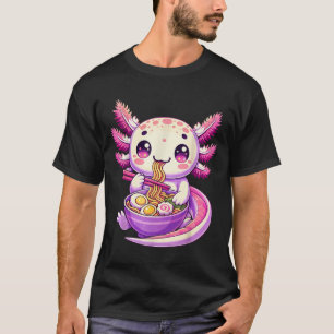 Camiseta Engraçado Axolotl Noodle Anime Kawaii Axolotl come