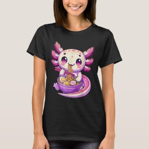 Camiseta Engraçado Axolotl Noodle Anime Kawaii Axolotl come