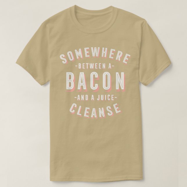 Camiseta Engraçado Bacon e suco limpam Bacon Vegan (Frente do Design)