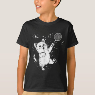 Camiseta Engraçado Badminton Cujo Gato De Badminton Jogador