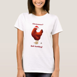 Camiseta Engraçado Bah Humbug Chicken Santa Hat Poops xmas