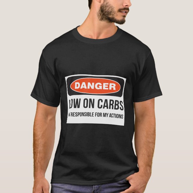 Camiseta Engraçado Baixo Carbo Keto Malhação Perigo (Frente)