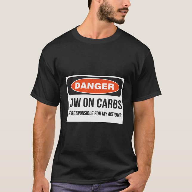 Camiseta Engraçado Baixo Carbo Keto Malhação Perigo (Frente)