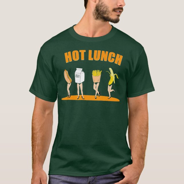 Camiseta Engraçado Banana HotDog Leite Frita Comida Burger (Frente)