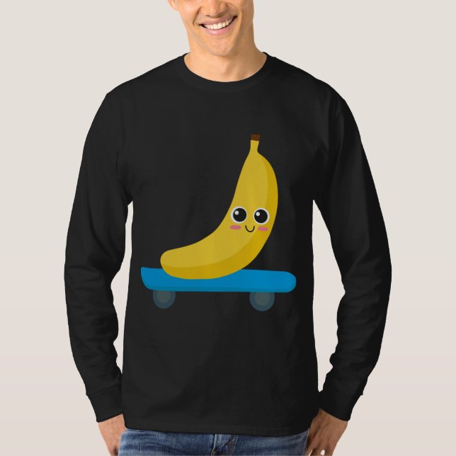 Camiseta Engraçado Banana Skateboard Skater Homem-Presente (Frente)