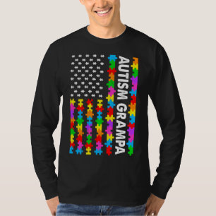 Camiseta Engraçado bandeira americana Autismo Grampa Autism