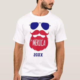 Camiseta Engraçado Barba Merica Patriótico