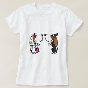 Camiseta Engraçado Basset Hound Bride e Arte de Casamento