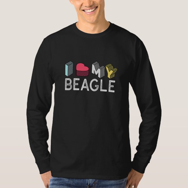 Camiseta Engraçado Beagle Ama Meu Beagle (Frente)